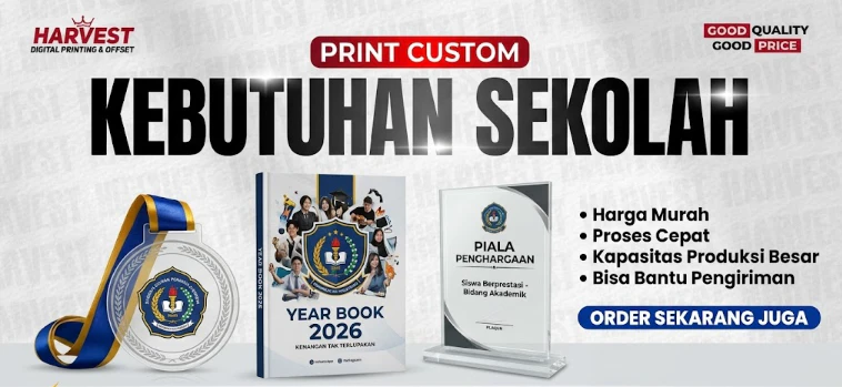 cetak plakat medali dan buku tahunan