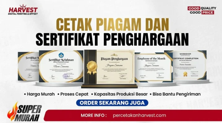 Cetak Piagam dan Sertifikat