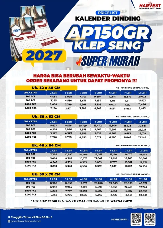 cetak kalender dinding ap150gr